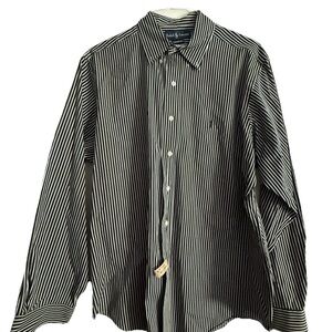 Ralph Lauren Men's Shirt with Black and White Stripes 18/XL